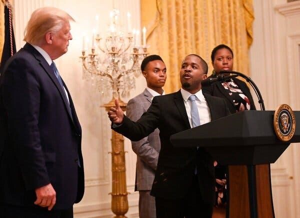 Mr. Trump with Terrence K. Williams, a conservative comedian, at the White House last year.