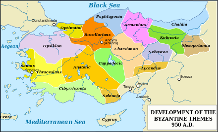 Byzantine themata in Anatolia, c. 950.