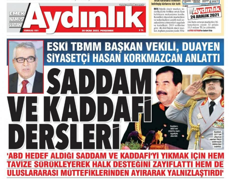 Ukrayna krizi tırmanırken Aydınlık’tan iktidara Saddamlı, Kaddafili uyarı