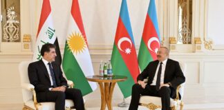 Aliyev-Barzani Bakü’de buluştu: Kürdistan Bölgesel Yönetimi bayraklı protokol