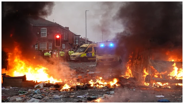 In Southport on Tuesday, more than 50 police officers were injured in the violence