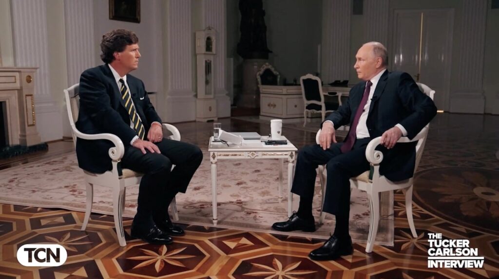 Putin uses Tucker Carlson interview to take shots at Zelenskyy over  Yaroslav Hunka affair | CBC News