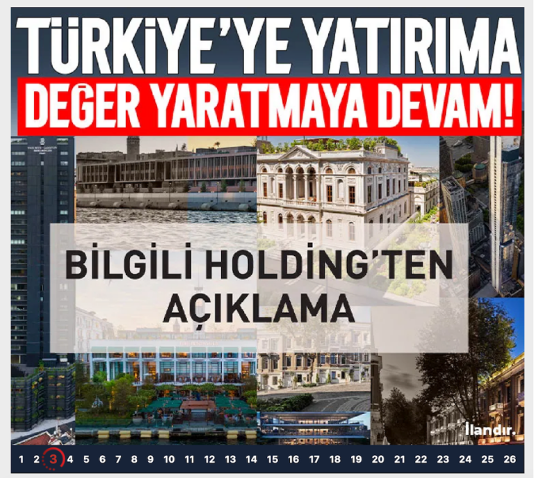 Serdar Bilgili hakkında iddialar yayınlayan medyaya Bilgili Holding’den ilanlar