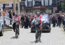 Vali Çiçek Ardahan’a veda etti: Bisikletli sporcular Çiçekli’ye eşlik etti
